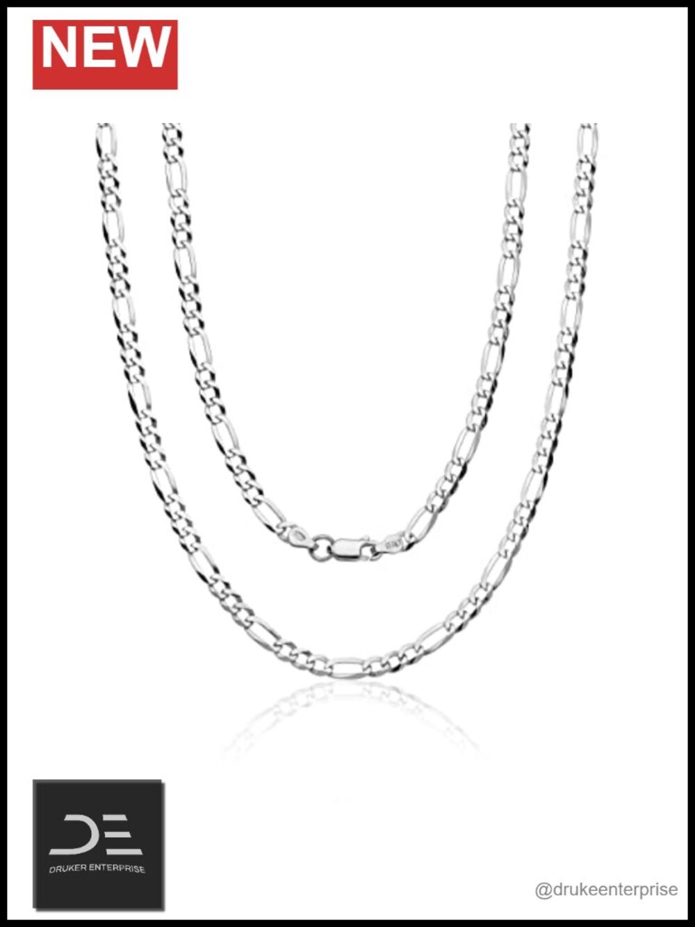 925 Sterling Silver Figaro Link Necklace for Women Men, 5mm, 22 Inch, Made in